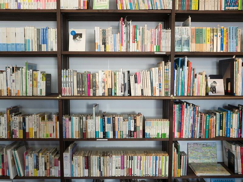 Biblothekregale mit vielen Büchern